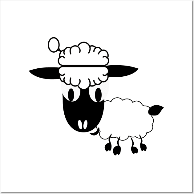 sheep funny with a brain Wall Art by JulieVie Design